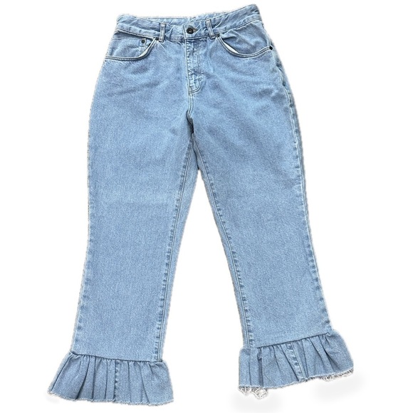 🎀🛹 THE RAGGED PRIEST Free People Ruffle Hem Bow | High-Rise Cropped Sz 30 - Picture 1 of 4